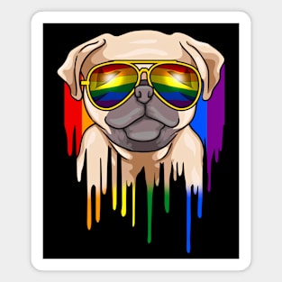 Cute Pug Wearing Rainbow Sunglasses Magnet